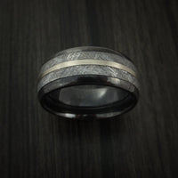 Gibeon Meteorite in Black Titanium Band with 14K White Gold Ring