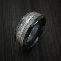 Gibeon Meteorite in Black Titanium Band with 14K White Gold Ring