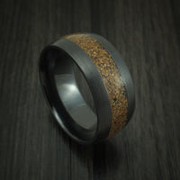 Black Zirconium and Tan Dinosaur Bone Ring Custom Made Fossil Band