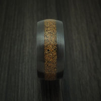 Black Zirconium and Tan Dinosaur Bone Ring Custom Made Fossil Band