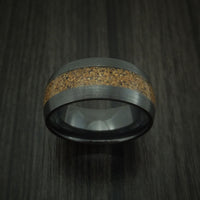 Black Zirconium and Tan Dinosaur Bone Ring Custom Made Fossil Band