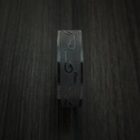 Black Zirconium Fish Hook Design Ring Custom Made Fishing Band