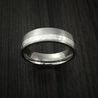 Titanium and Silver Ring Hammered Wedding Band Custom Made