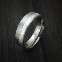 Titanium and Silver Ring Hammered Wedding Band Custom Made