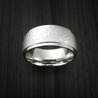 14K White Gold Hammered Ring Custom Made to Any Size Wedding Band
