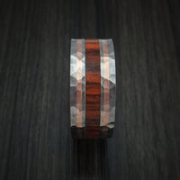 Titanium with 14K Rose Gold and Cocobolo Hardwood Hammered Ring Custom Made Band