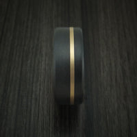 Black Titanium and 14K Yellow Gold Band Custom Made Ring