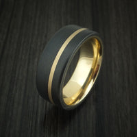 Black Titanium and 14K Yellow Gold Band Custom Made Ring