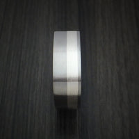 Titanium Ring with Silver Inlay Square Band any Sizing from 3-22 Modern Design