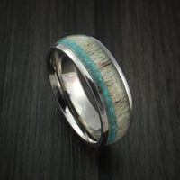Titanium and Antler Ring with Turquoise Custom Made Ring