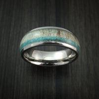 Titanium and Antler Ring with Turquoise Custom Made Ring
