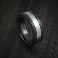 Black Titanium and Cobalt Chrome Ring Custom Made Wedding Band