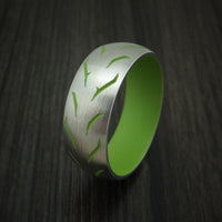 Titanium Custom Tire Tread Ring with Cerakote Sleeve and Pattern