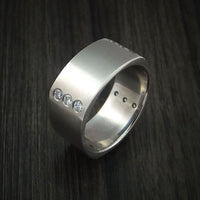 Titanium Square Ring with 12 Diamonds Custom Made Band
