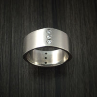 Titanium Square Ring with 12 Diamonds Custom Made Band