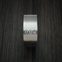 Titanium Square Ring with 12 Diamonds Custom Made Band