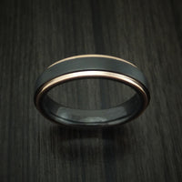 Black Zirconium Ring with 14K Rose Gold Edges Custom Made Band