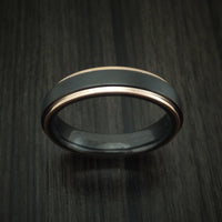 Black Titanium Ring with 14K Rose Gold Edges Custom Made Band