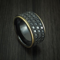 Black Zirconium Ring with 18K Yellow Gold and 44 Beautiful Black Diamonds Custom Made Band