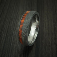 Damascus Steel Ring Inlaid With COCOBOLO Custom Made Band