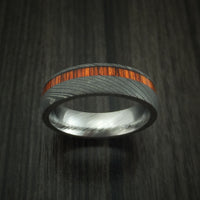 Damascus Steel Ring Inlaid With COCOBOLO Custom Made Band