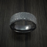 Black Titanium Ring Traditional Style Band Hammered and Distressed Finish Custom Made