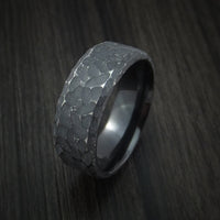 Black Zirconium Ring Traditional Style Band Hammered and Distressed Finish Custom Made