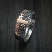 Damascus and 14k ROSE Mokume Gane Shakudo and 14K Gold with Black Diamond Custom Made Band