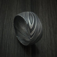 Kuro Damascus Steel Ring Wide Wedding Band Genuine Craftsmanship Custom Made
