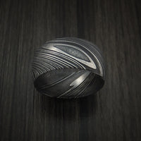 Kuro Damascus Steel Ring Wide Wedding Band Genuine Craftsmanship Custom Made