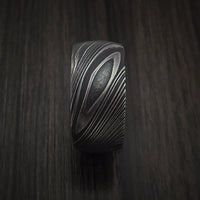 Kuro Damascus Steel Ring Wide Wedding Band Genuine Craftsmanship Custom Made