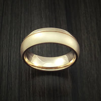 14K Rose Gold Classic Style Band with Two-Tone Finish Custom Made Ring