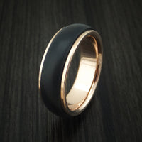 14K Rose Gold Ring With Carbon Fiber Custom Made Band