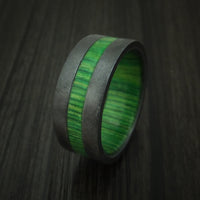 Black Zirconium Hardwood Band with Inlay and Sleeve Custom Made