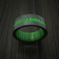 Black Zirconium Hardwood Band with Inlay and Sleeve Custom Made