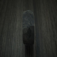 Solid Forged Carbon Fiber Faceted Ring with 14K White Gold Sleeve