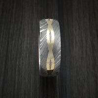 Damascus Steel 14K Yellow Gold Celtic Knot Ring Infinity Design Wedding Band