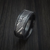 Black Zirconium and Kuro Damascus Steel Band Custom Made Ring