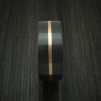 Black Zirconium Ring with Gold Inlay and Side Braids Custom Made Band