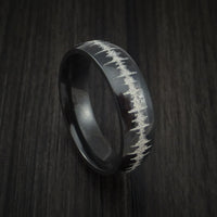 Black Titanium or Black Zirconium Custom Men's Ring with Custom Sound Wave