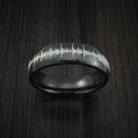 Black Titanium or Black Zirconium Custom Men's Ring with Custom Sound Wave