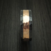Black Zirconium and Rose Gold Hammered Band Custom Made Ring