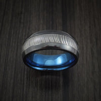 Black Zirconium and Damascus Steel Band with Anodized Interior Custom Made Ring