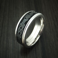 14K Gold And Black Zirconium Celtic Claddagh Band Custom Made Ring