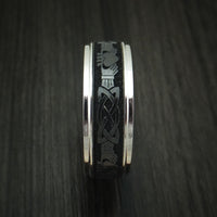 14K Gold And Black Zirconium Celtic Claddagh Band Custom Made Ring