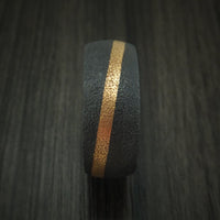 Black Titanium and Gold Ring with Marble Kuro Damascus Sleeve