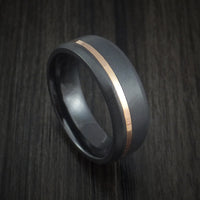 Black Titanium or Black Zirconium Custom Men's Ring with 14k Rose Gold Inlay