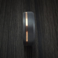 Black Titanium or Black Zirconium Custom Men's Ring with 14k Rose Gold Inlay