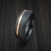 Black Titanium or Black Zirconium Custom Men's Ring with 14k Rose Gold Inlay