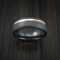 Black Titanium or Black Zirconium Custom Men's Ring with 14k Rose Gold Inlay